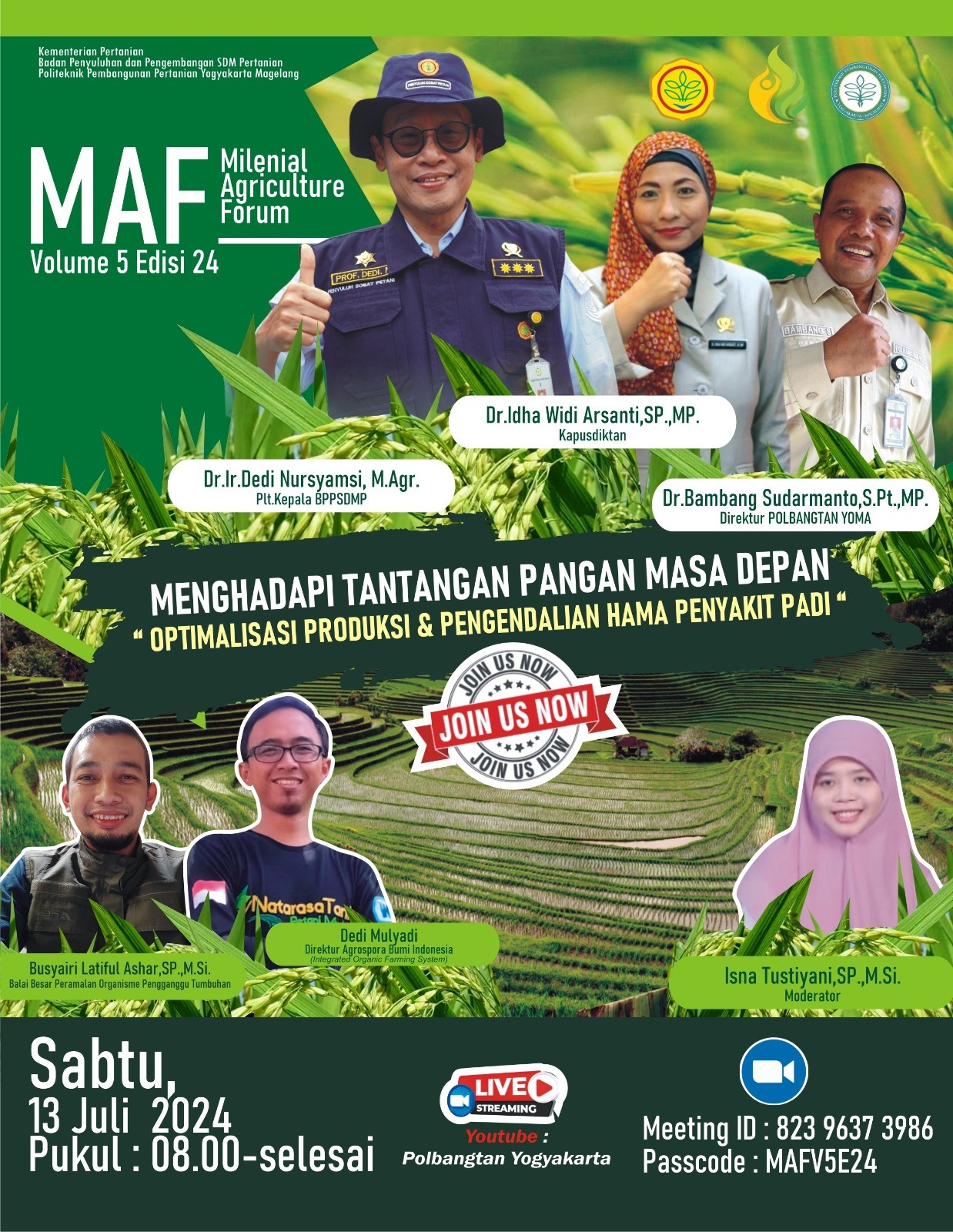 GAET GENERASI MUDA, KEMENTAN ADAKAN MILENIAL AGRICULTURE FORUM, BAHAS TANTANGAN PANGAN MASA DEPAN DAN OPTIMALISASI PRODUKSI PADI